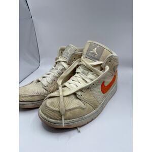 Nike Air Jordan 1 Mid SE Corduroy Sail Sneakers Womens 6.5 Beige Retro Shoes Y2K
